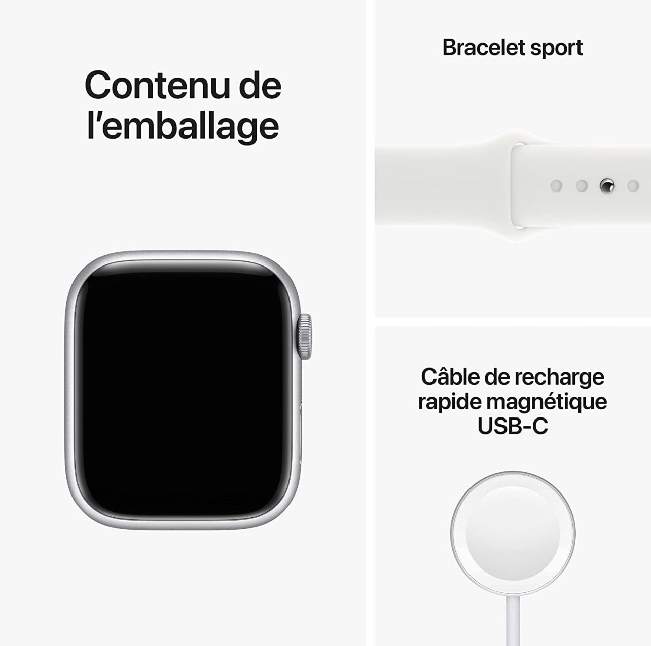 (Nouvellement scellé) Apple Watch Series 7 (GPS) 41 mm ou 45 mm New Midnight Black avec bracelet de montre sport (modèle A2474) (Nouvellement scellé) Apple Watch Series 7 (GPS) 41 mm ou 45 mm New Midnight Black avec bracelet de montre sport (modèle A2474)